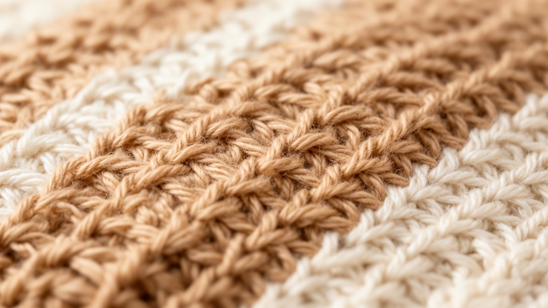 Macro detail of hand-crocheted stitch texture on a MadebyKaira bag